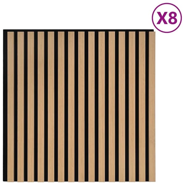 vidaXL akustiske veggpaneler 8 stk lamell 60,5x60 cm eikefiner