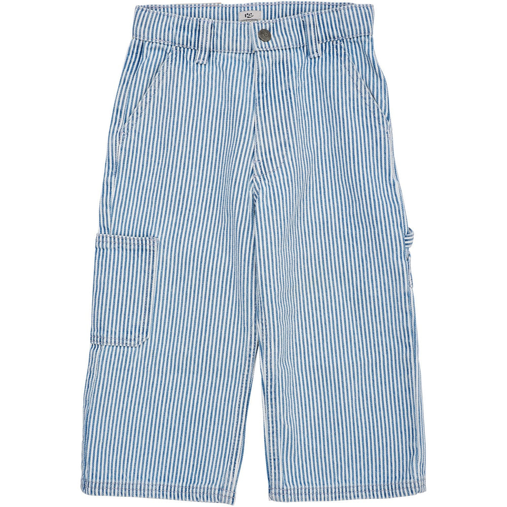 Køb COPENHAGEN COLORS Denim Blue Stripe Y/D Stripe Twill Cargo Bukser W. Adj. Waist