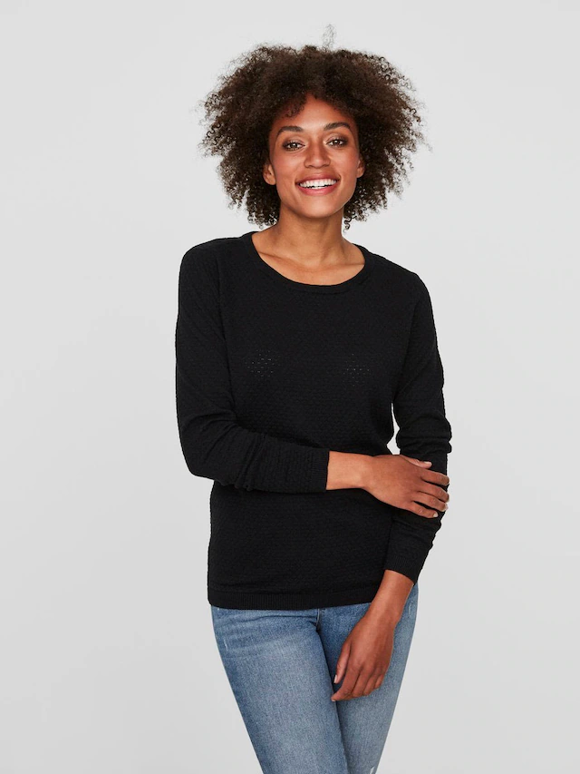 Vero Moda Rundhalspullover »VMCARE STRUCTURE LS O-NECK BLOUSE«, aus Bio-Baumwolle