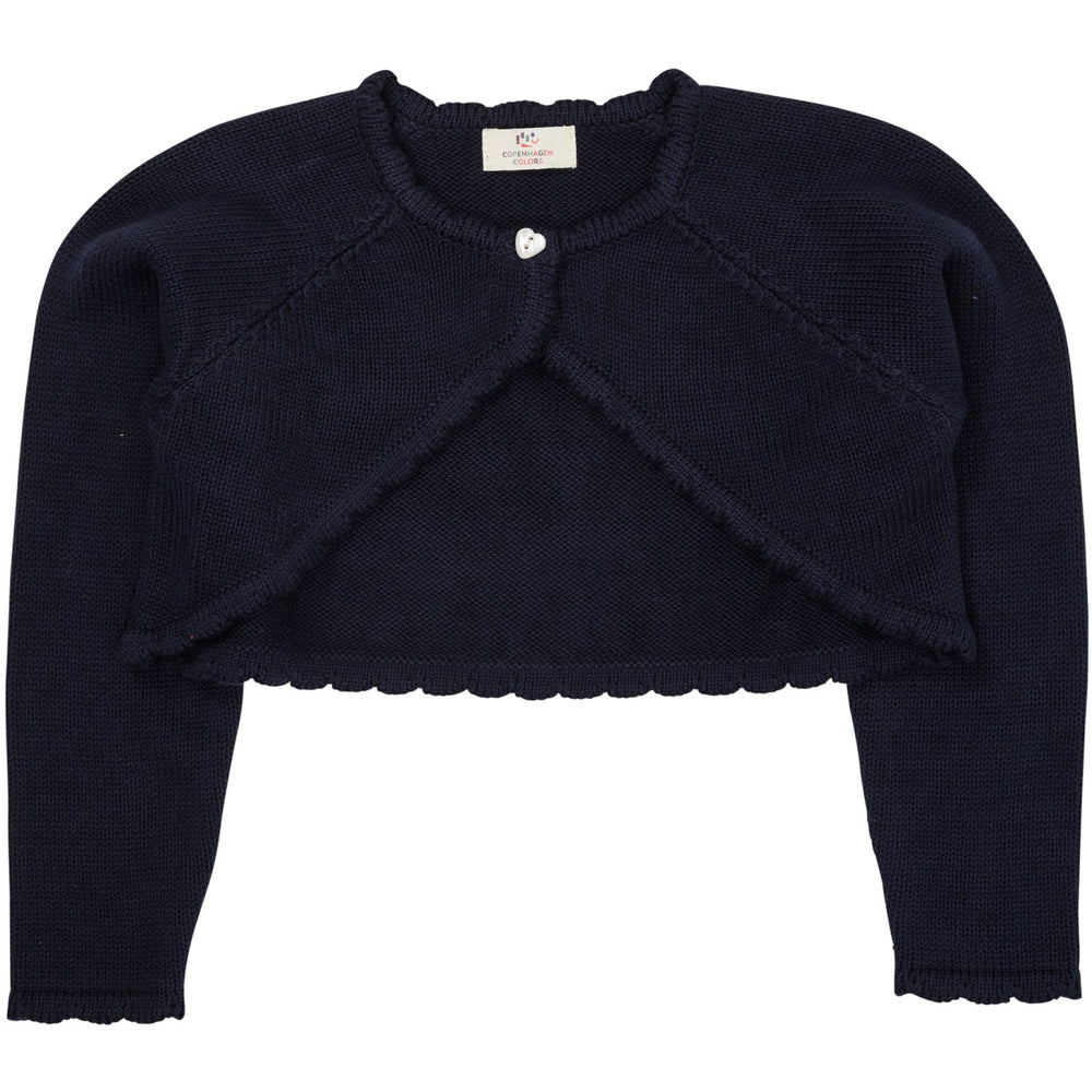 Køb COPENHAGEN COLORS Navy Lt. Strikket Bolero m. hjerteknap