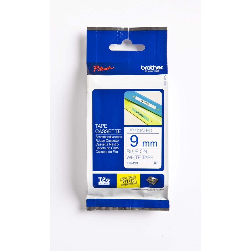 Brother P-Touch Band TZe-223, 9 mm, blau auf weiss