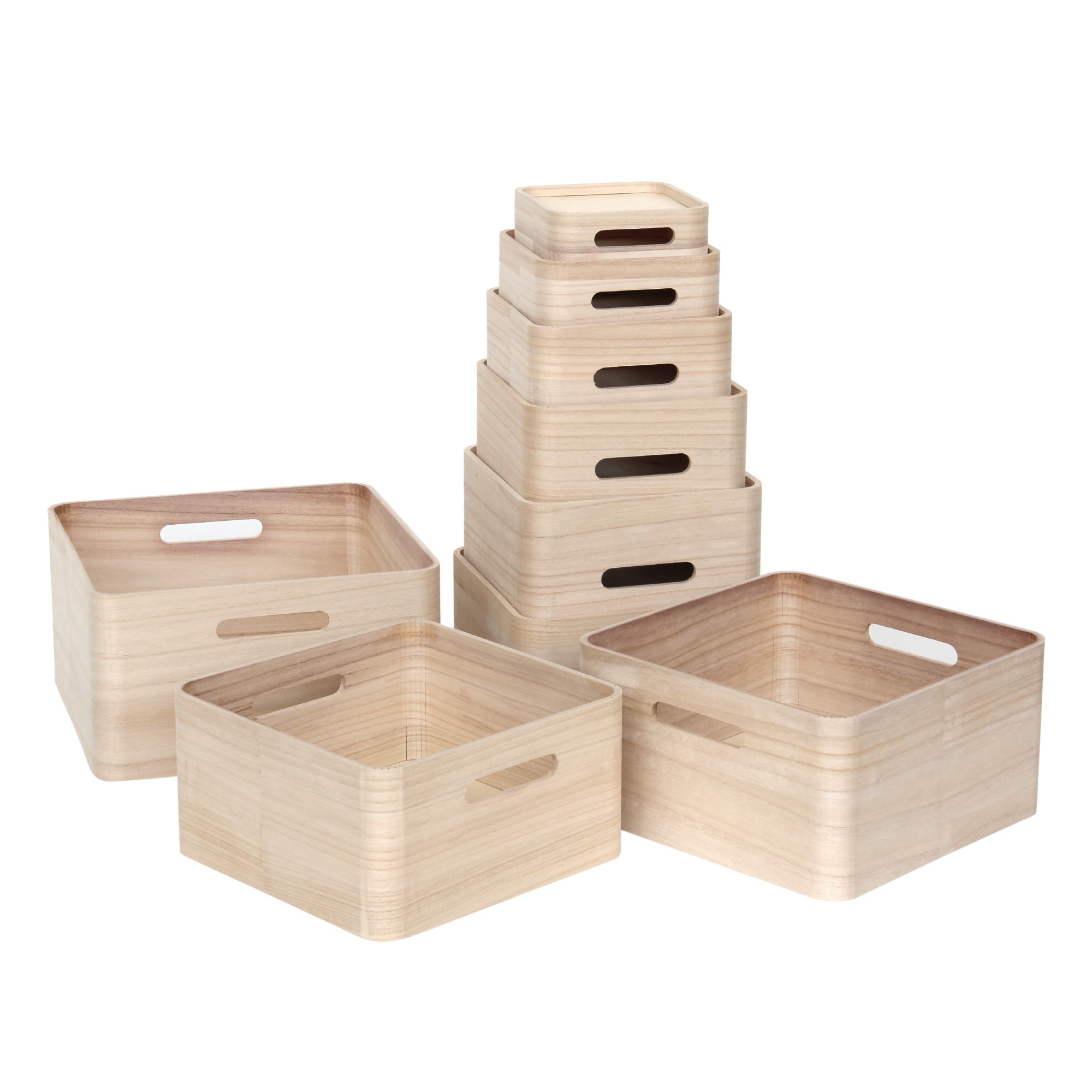 Holzkasten 'Birkir' 1/9, hellbraun, T 15 cm, B 15 cm, H 5 cm von fischer's lagerhaus