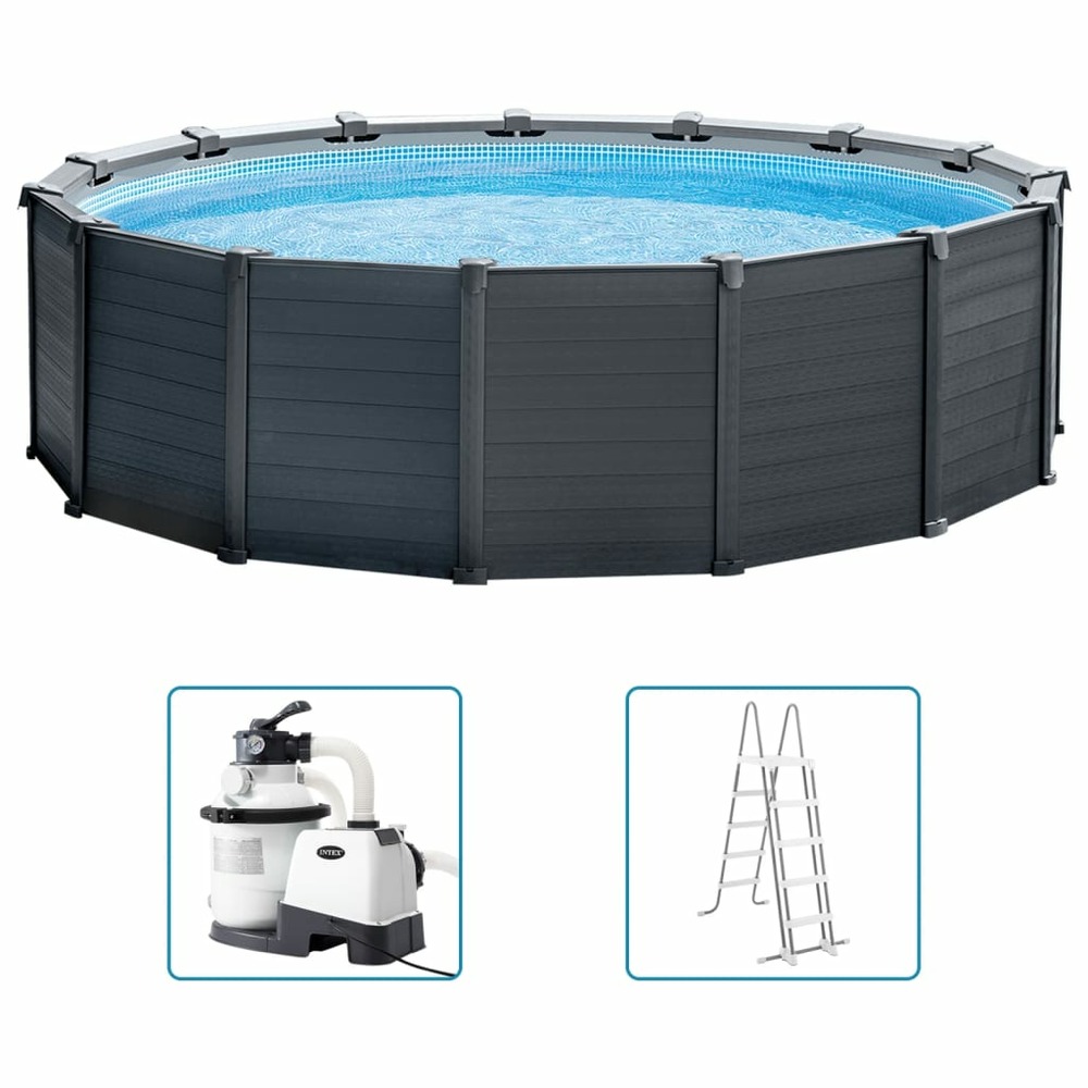 Ensemble de piscine hors sol graphite gray panel 478x124 cm