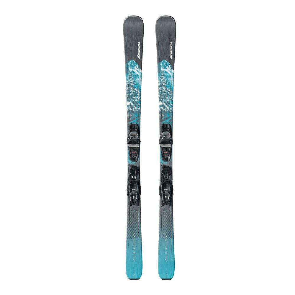 Nordica WILDE BELLE 78 CA - Skis all mountain + Fixatons TP2 COMPACT 10 FDT Femme anthrazite/aqua/noir/anthracite