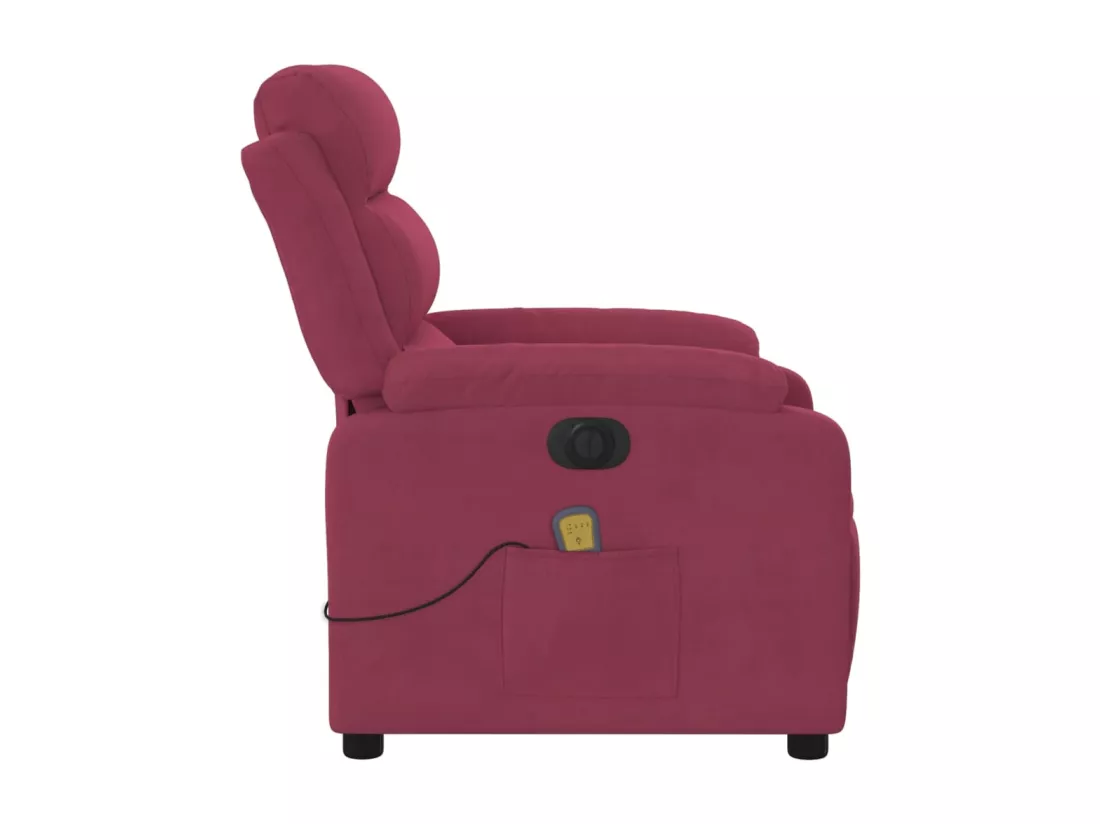 Fauteuil inclinable massage électrique rouge bordeaux velours
