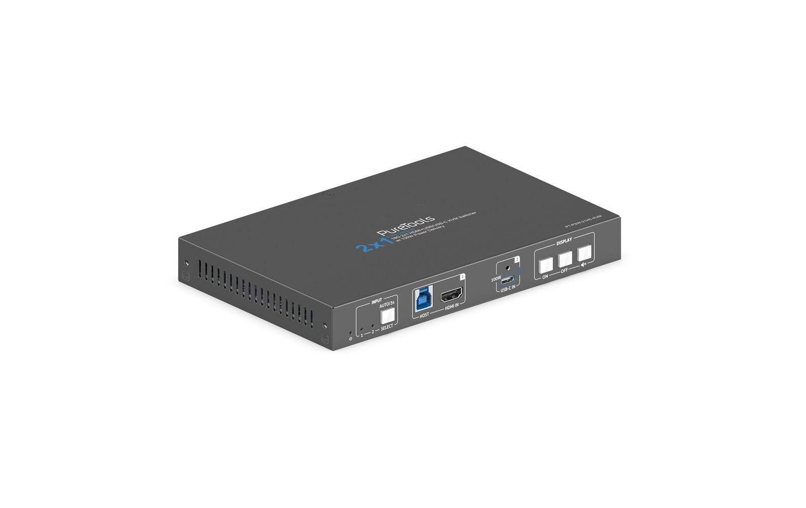 Switcher PT-PSW-21HC-KVM 4K 60Hz 4:4:4, HDR 10<br>USB-C / HDMI KVM Switcher mit 100W PD