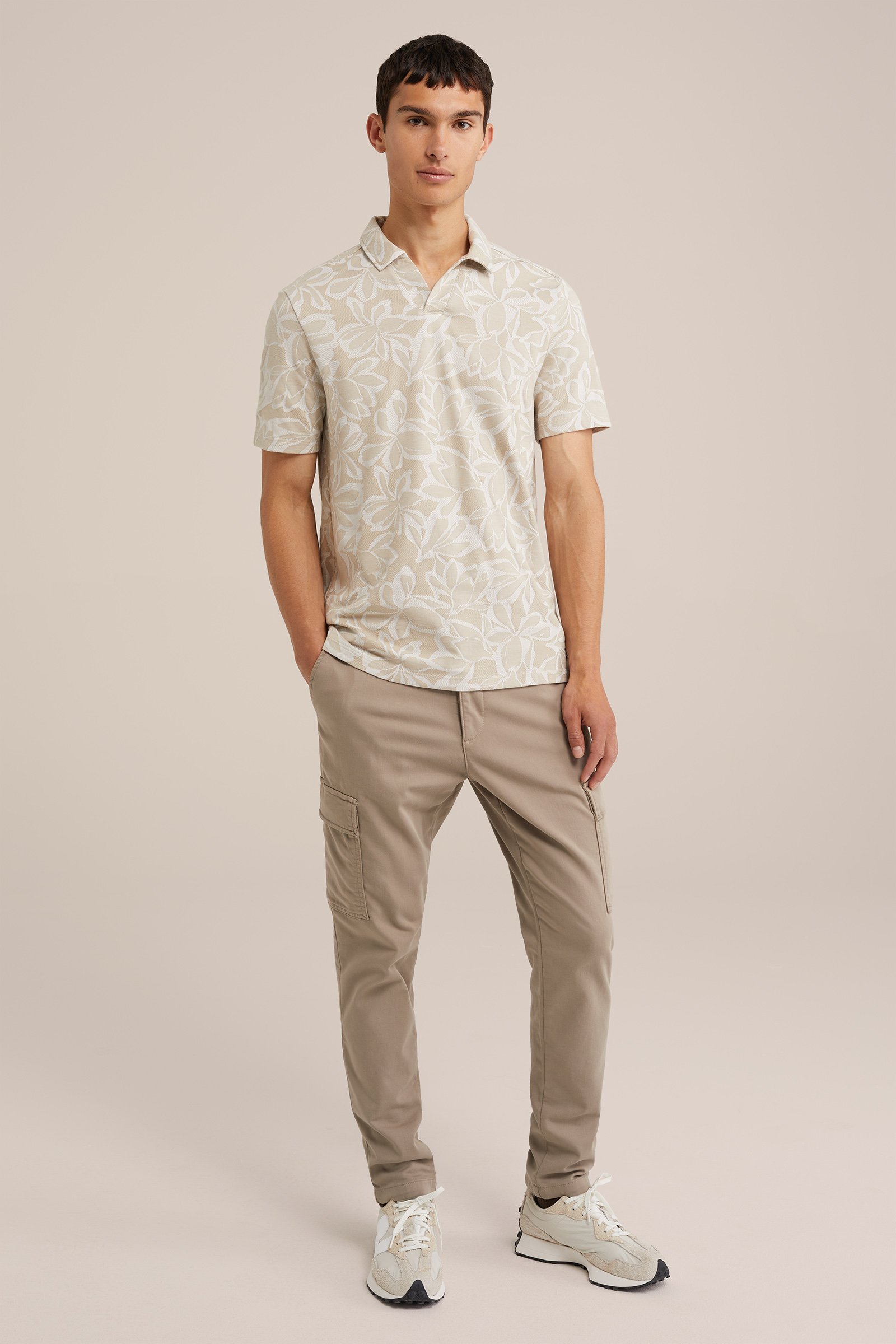 polo met dessin WE Fashion Beige