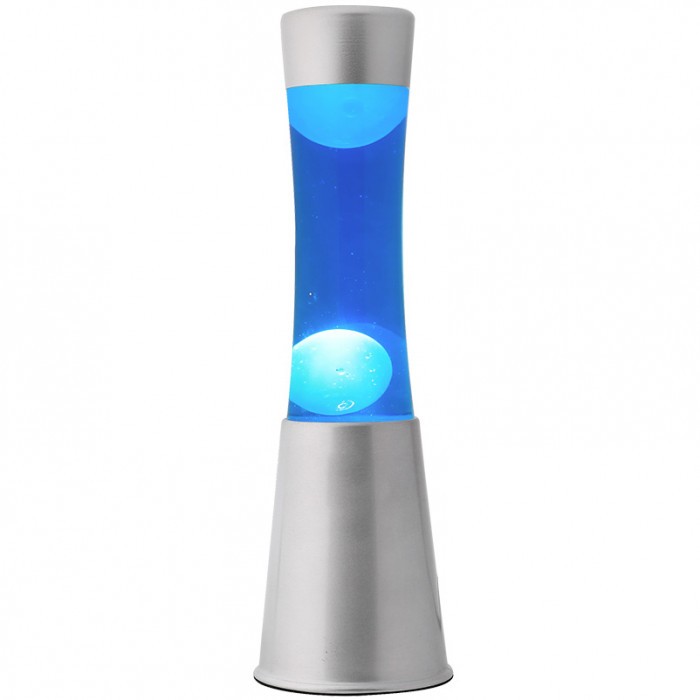 iTotal - Lava Lampe 40 cm - Sølv Base, Blå Væske og Hvid Voks