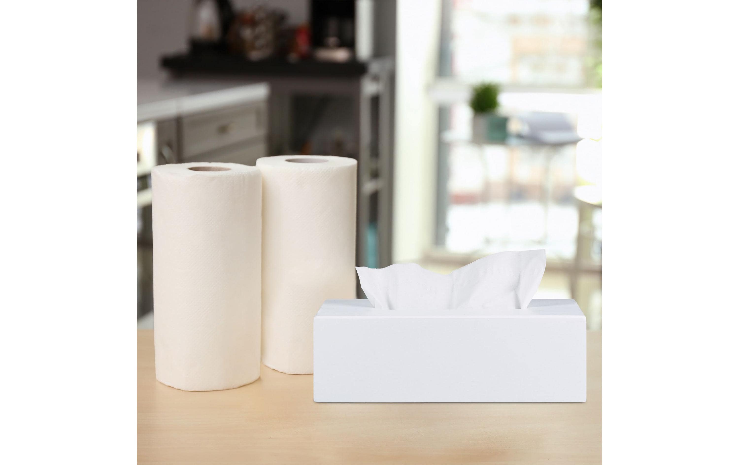 Kosmetiktuchbox aus Bambus WeissPapiertuchspender Weiss