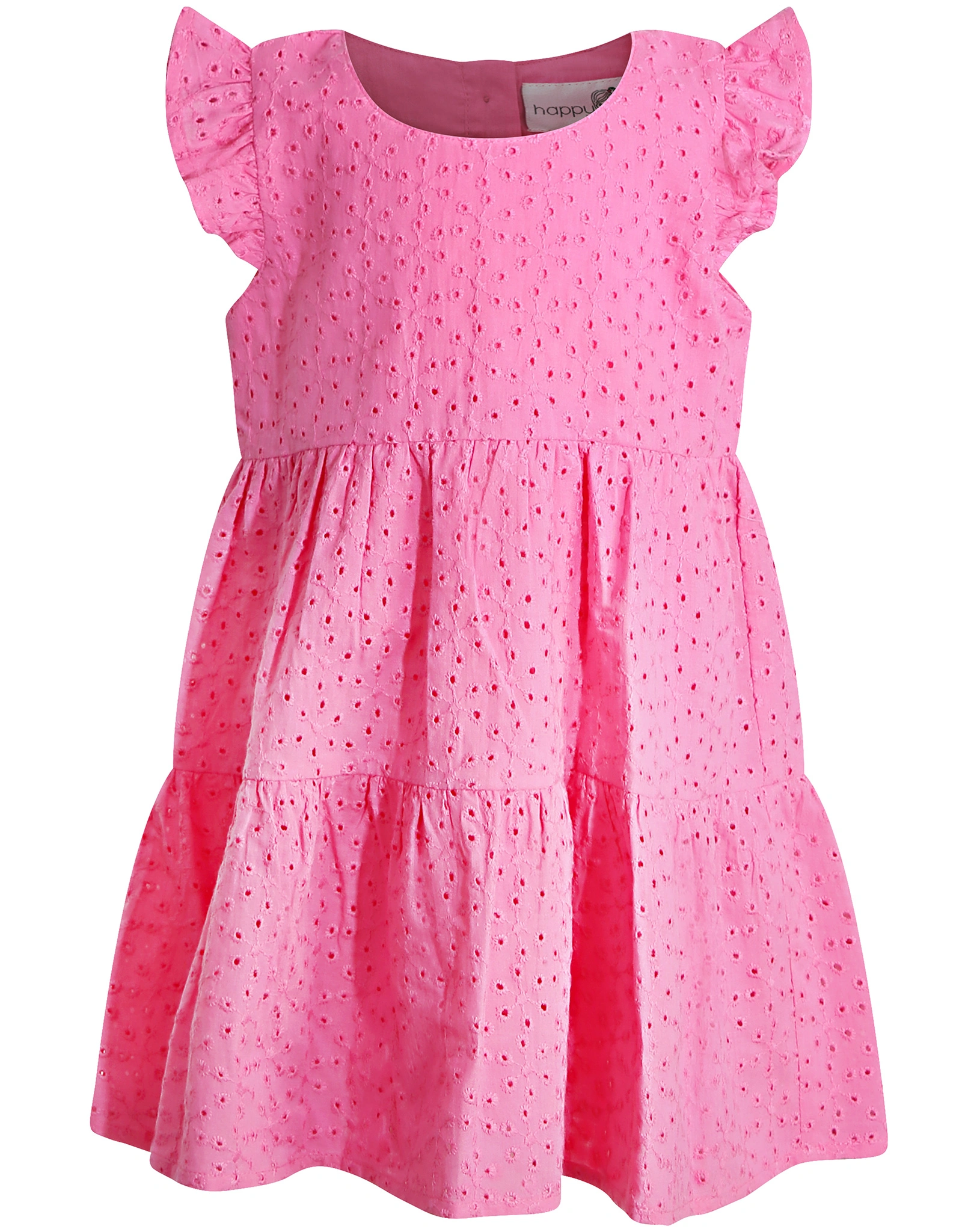 Kurzarmkleid DOTS mit Lochspitze in light pink