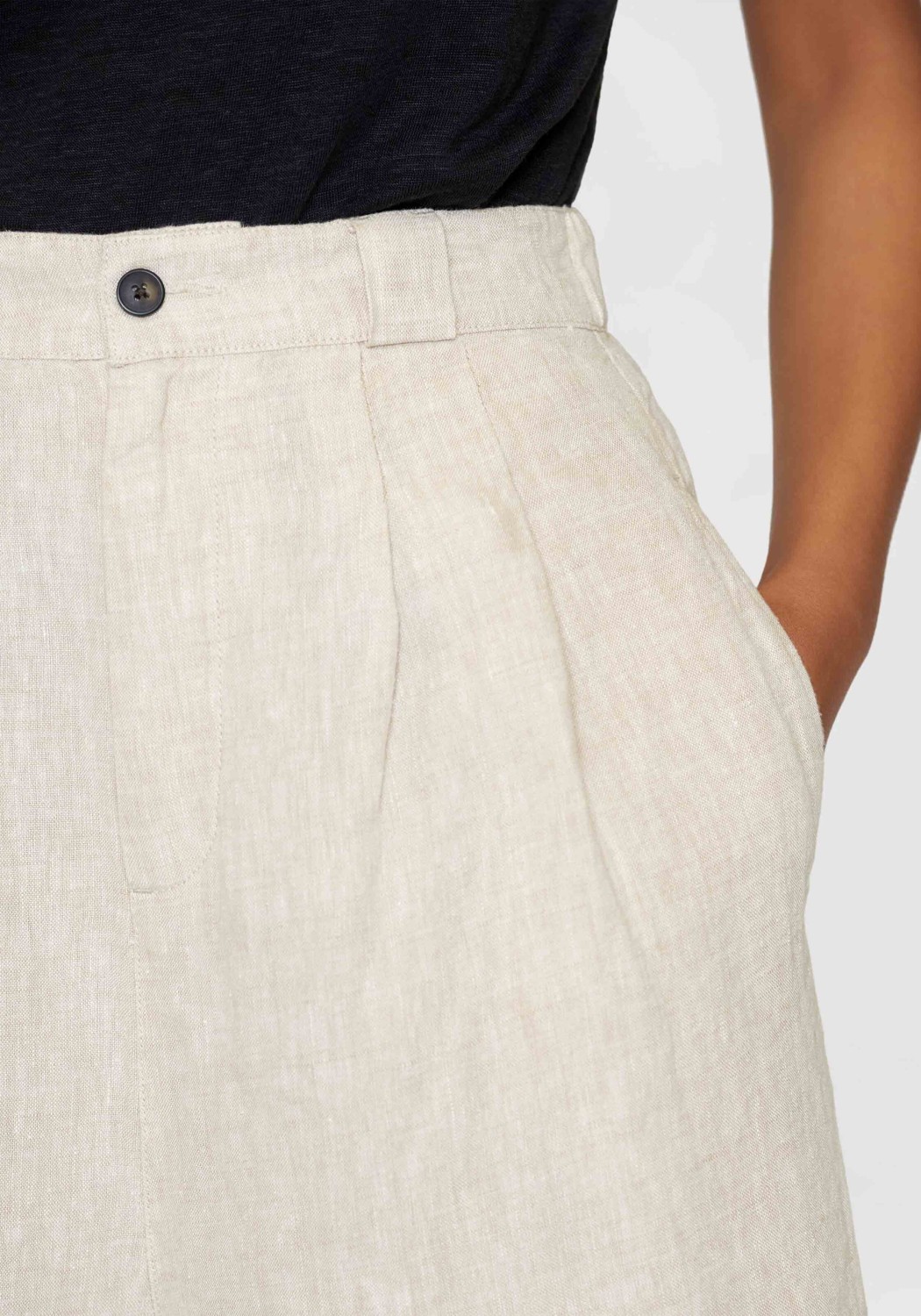 Knowledge Cotton Apparel Leinenshorts Eve Extra Wide Linen Shorts Light Feather Gray