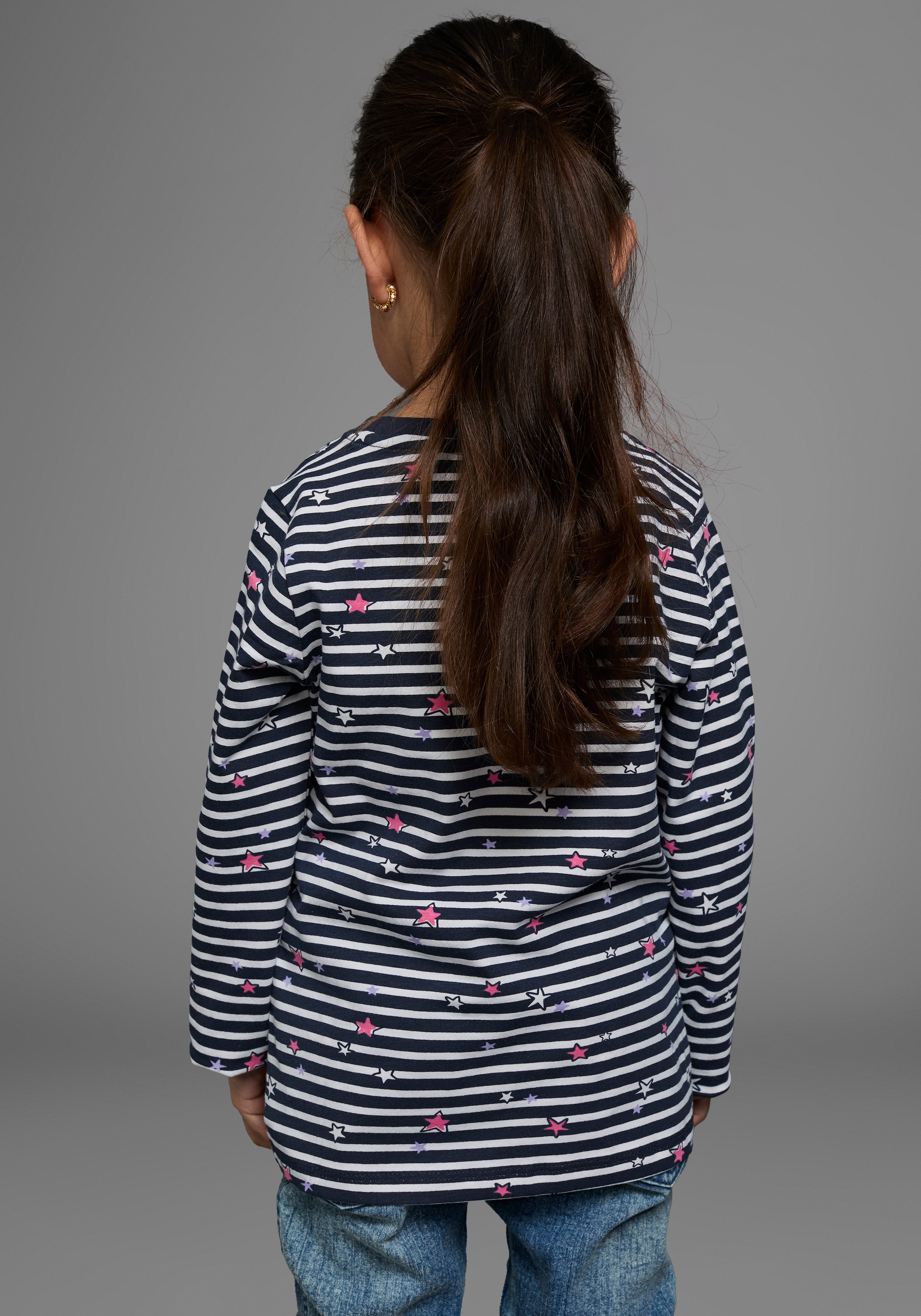KIDSWORLD Langarmshirt »Vollzeit Prinzessin«, Langarm,  Basic-Passform,  mit Sternmuster,  Rundhalsausschnitt