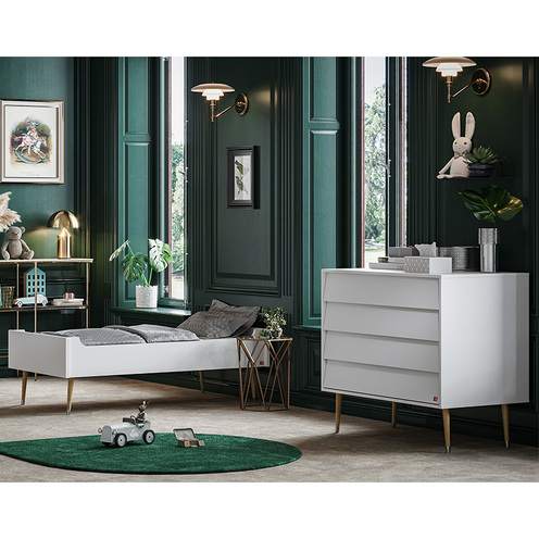Chambre DUO Lit 70x140 Commode BOSQUE NEW Blanc - VOX