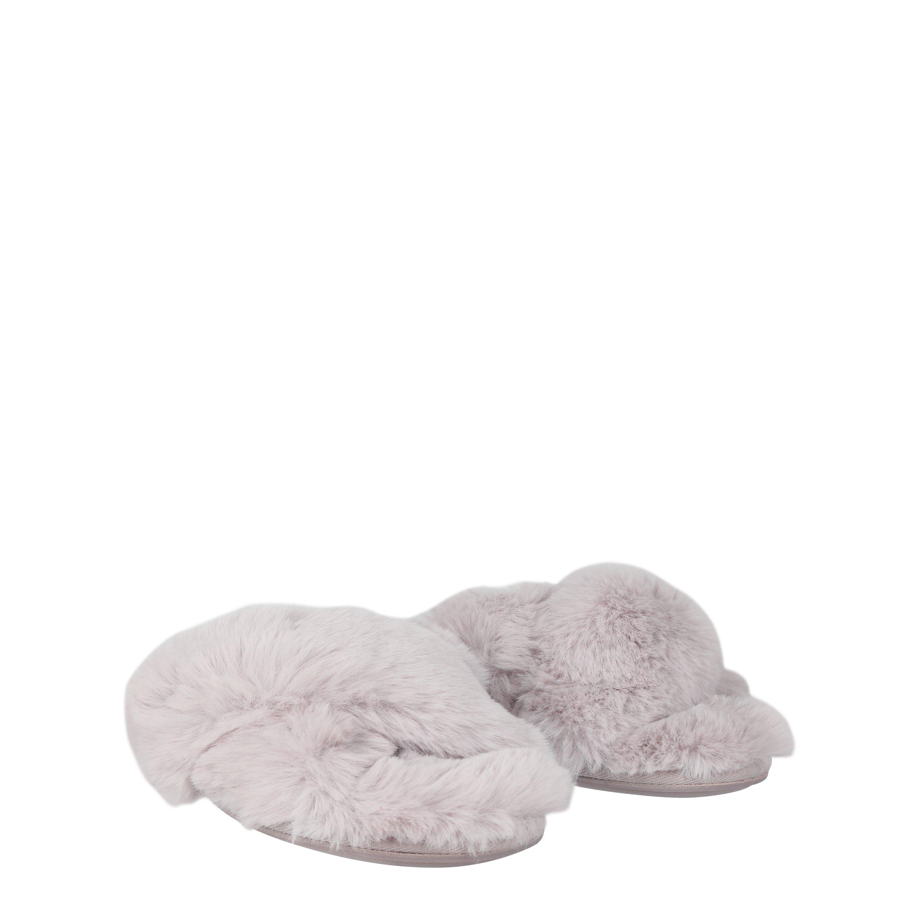 Jack Wills JW Fluffy Cross Strap Slippers