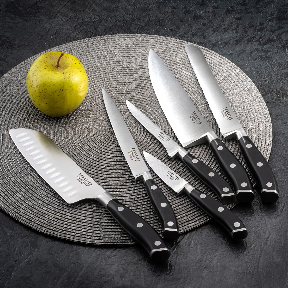 Vulcano - Trousse 5 couteaux de cuisine Sabatier Trompette