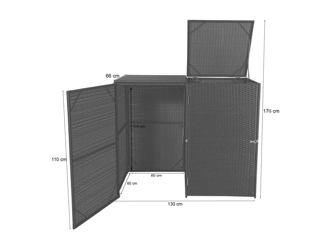 Habillage pour 2 poubelles MCW-E25 2x120l, brun