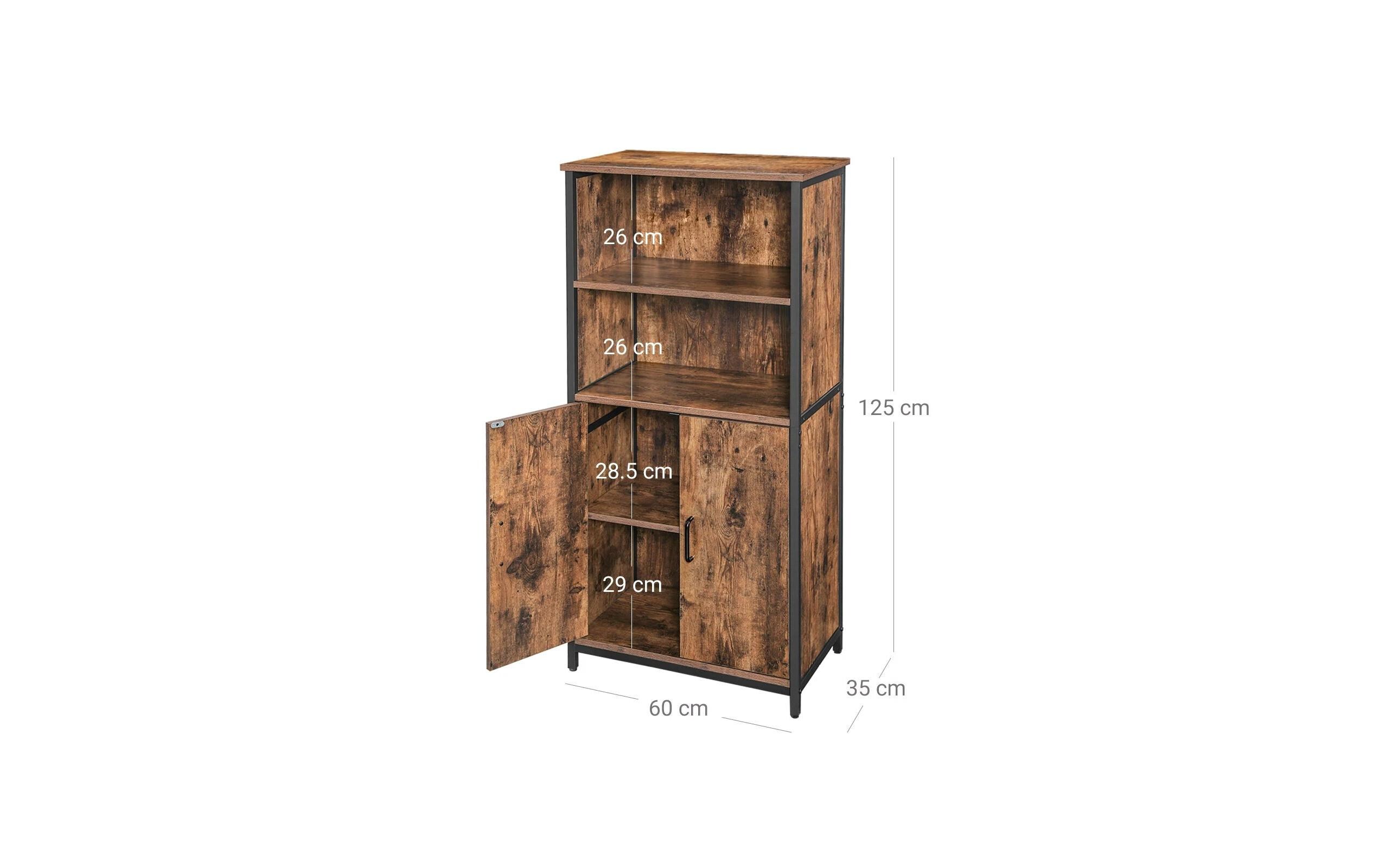 Regal mit Türen 60 x 125 cm, Braun<br>Schrank mit Doppeltür