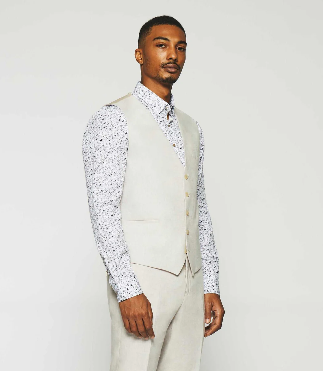 Gilet de costume en lin parme JCELESTE