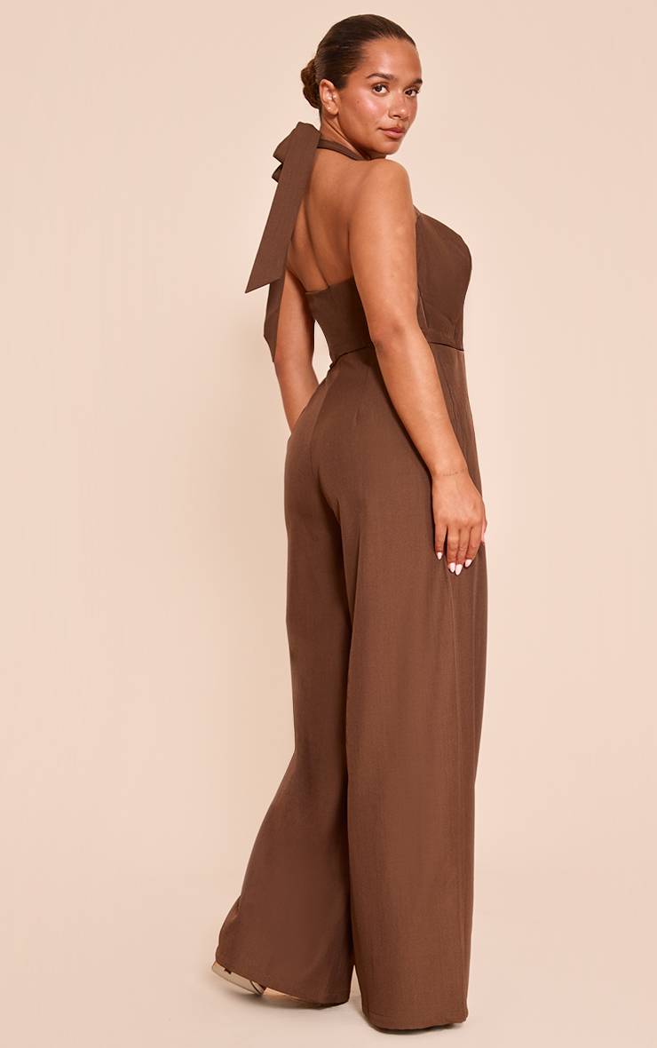 Moka Combinaison Pantalon Large Col Licou Ajustée Crème Beurre Sculptante