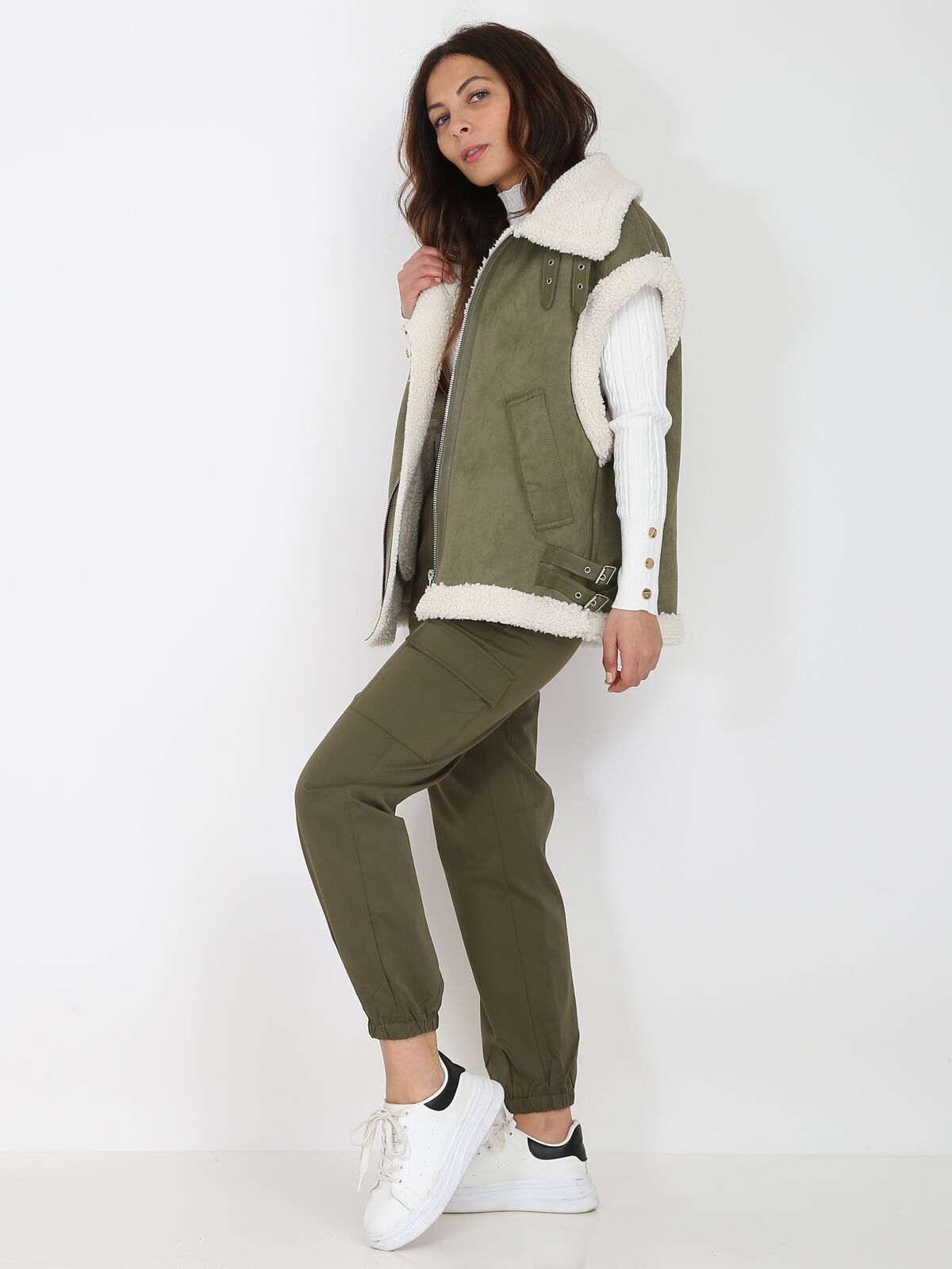 Manteau aviateur sans manches- Kaki
