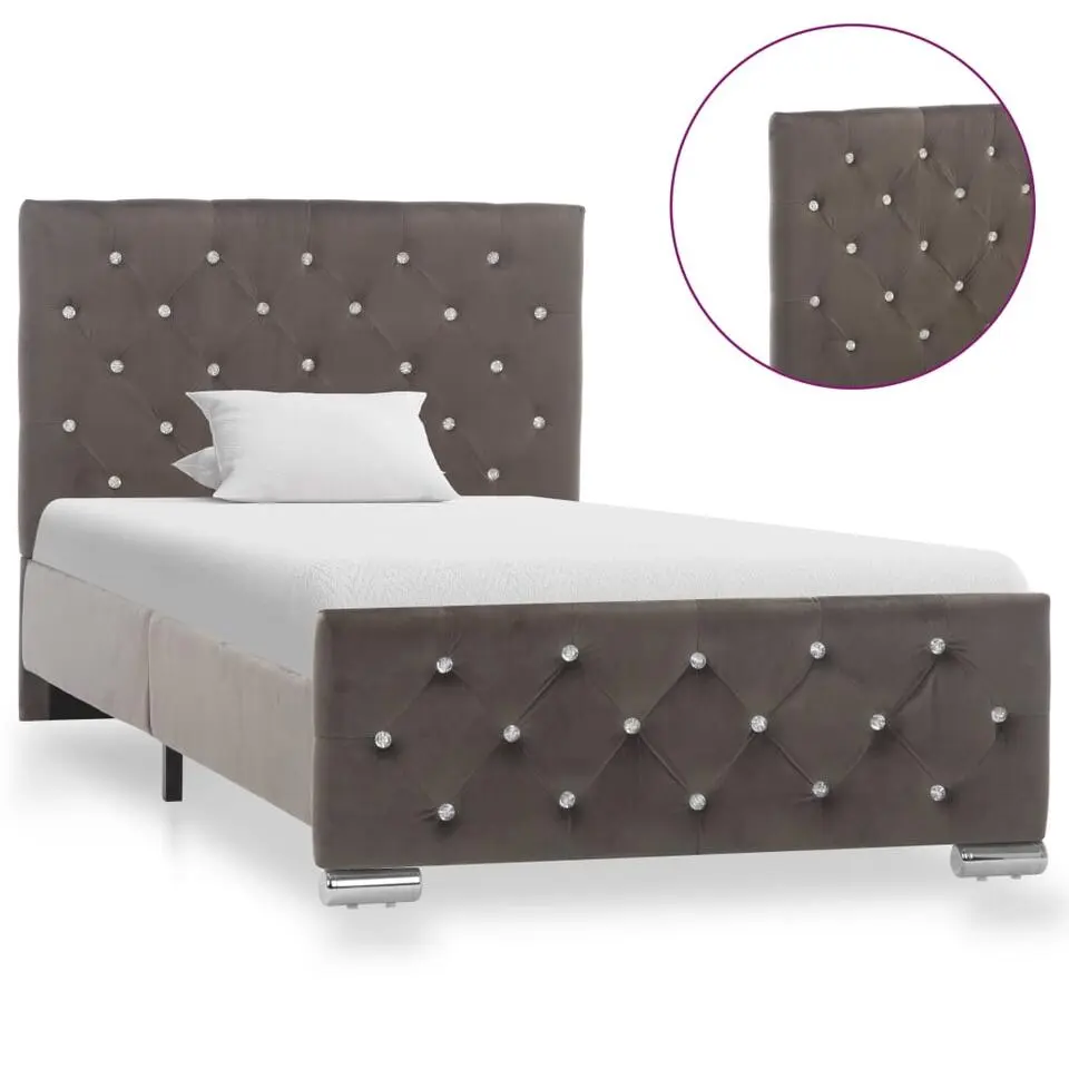 vidaXL - Bed frame met hoofdeinde - Grijs - Fluweel - 90x200 cm