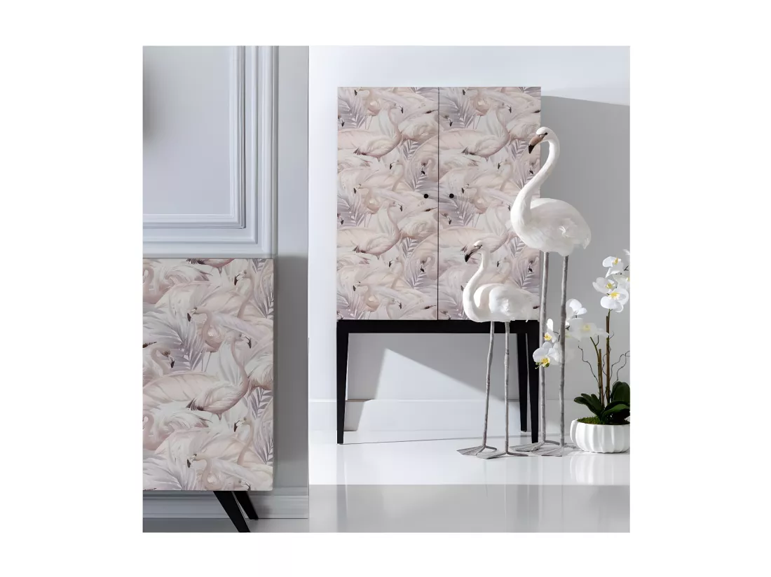Armoire de salon 2 portes Flamands Roses/Bois - FLAMENCO