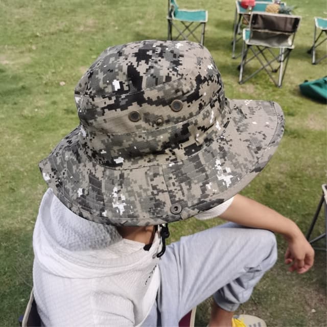 Camouflage bøttehat Kasket med myggenet campingfiskeri