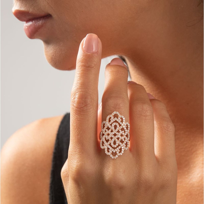 Bague Argent Volute Rose Femme