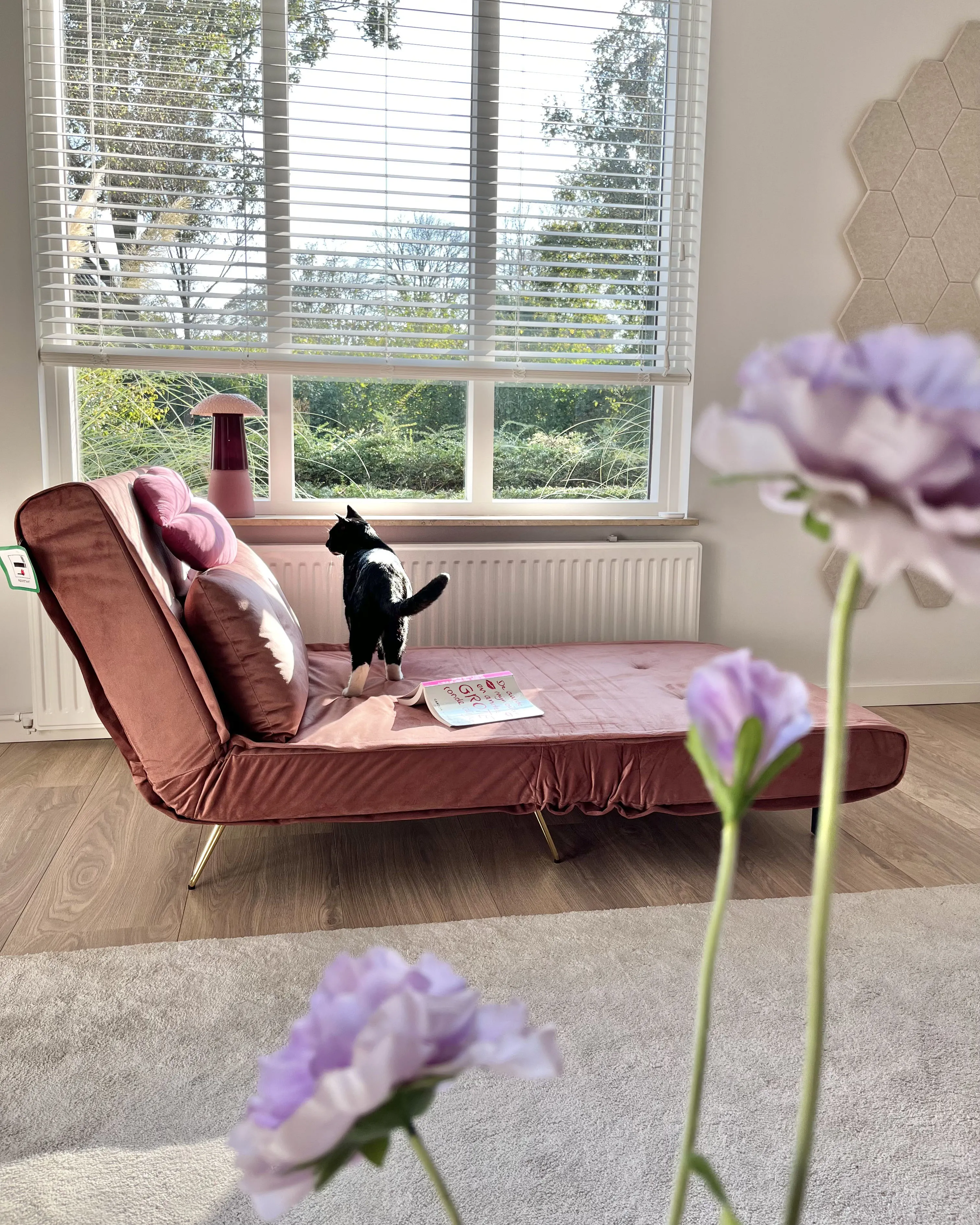 Eenpersoons slaapbank VESTFOLD Fluweel Roze