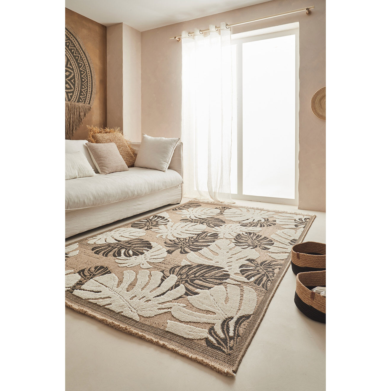 Nazar Rugs Tapis aspect jute TULUM 9062 noir - 200x290 cm