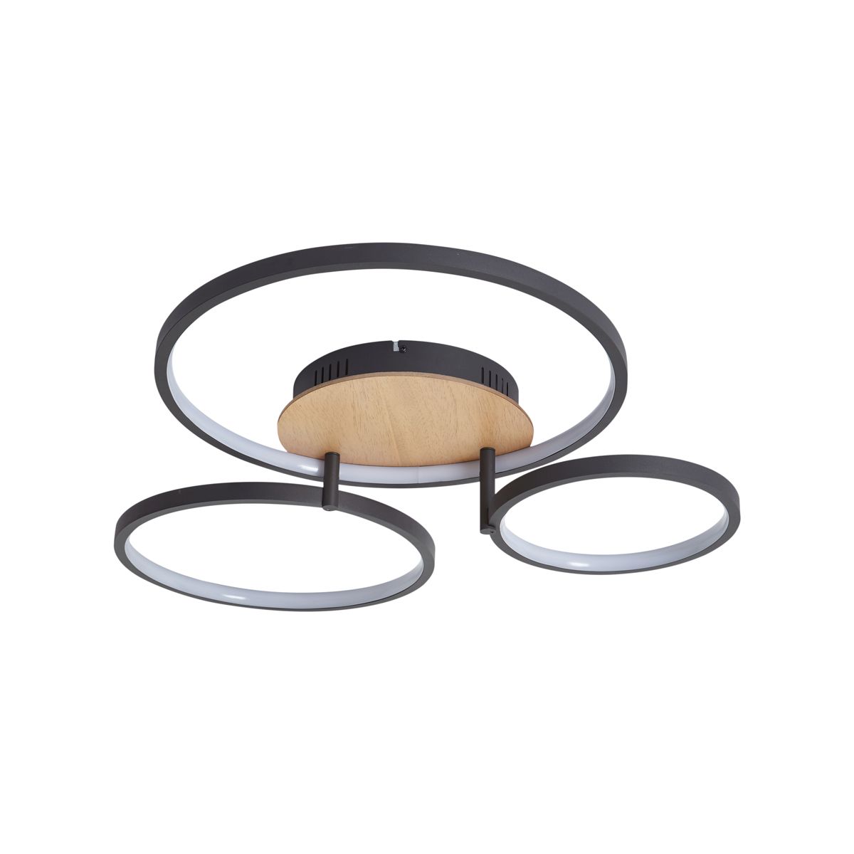 Moderne plafondlamp hout incl. LED 3-staps dimbaar 3-lichts - Rondas