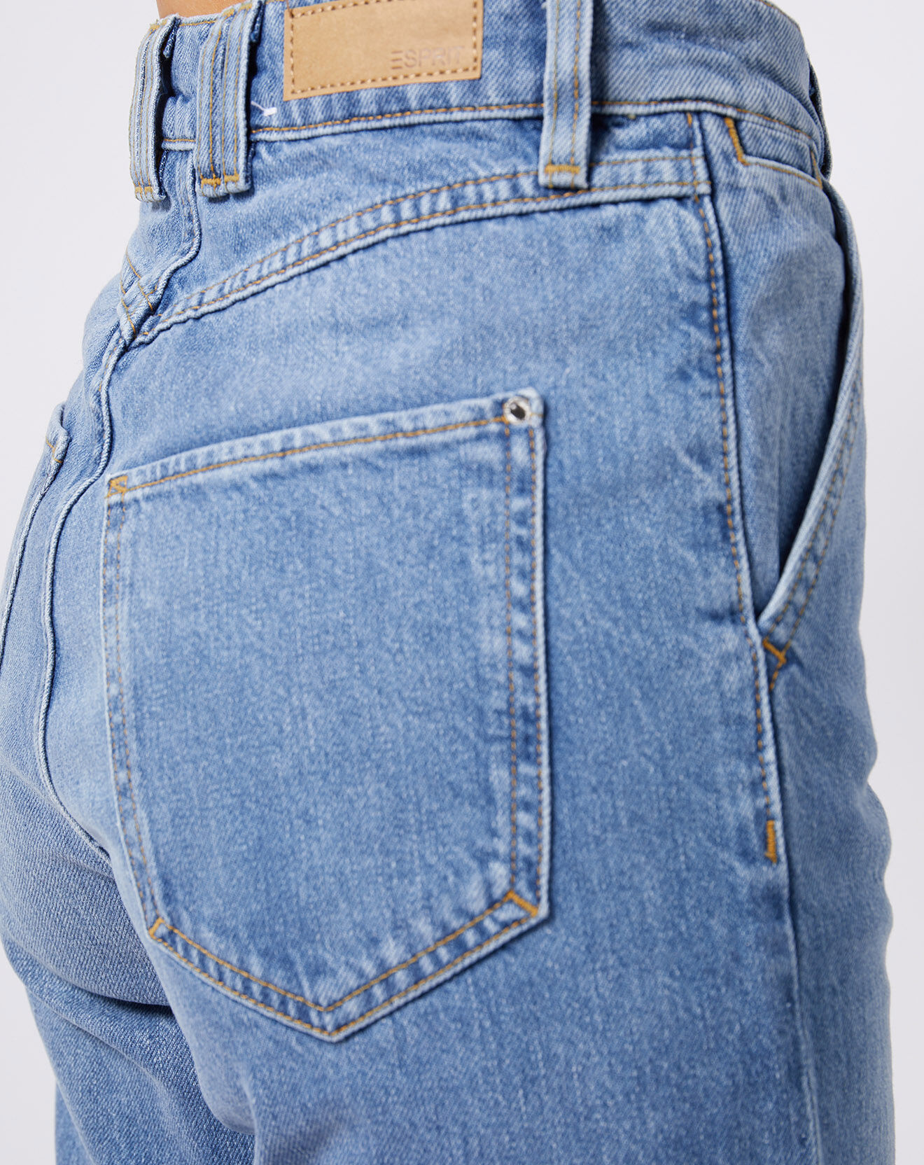 Esprit Jean coupe droite taille haute bleu moyen