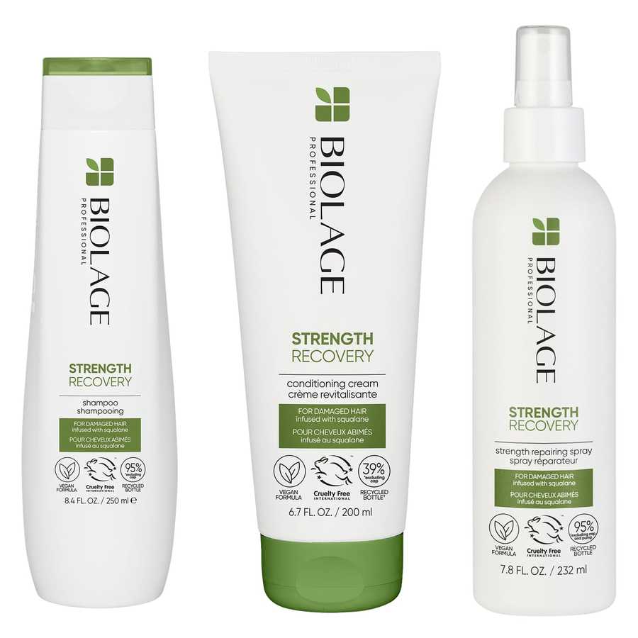 Biolage Strength Recovery Routine For Damaged Hair With Recovery Spray