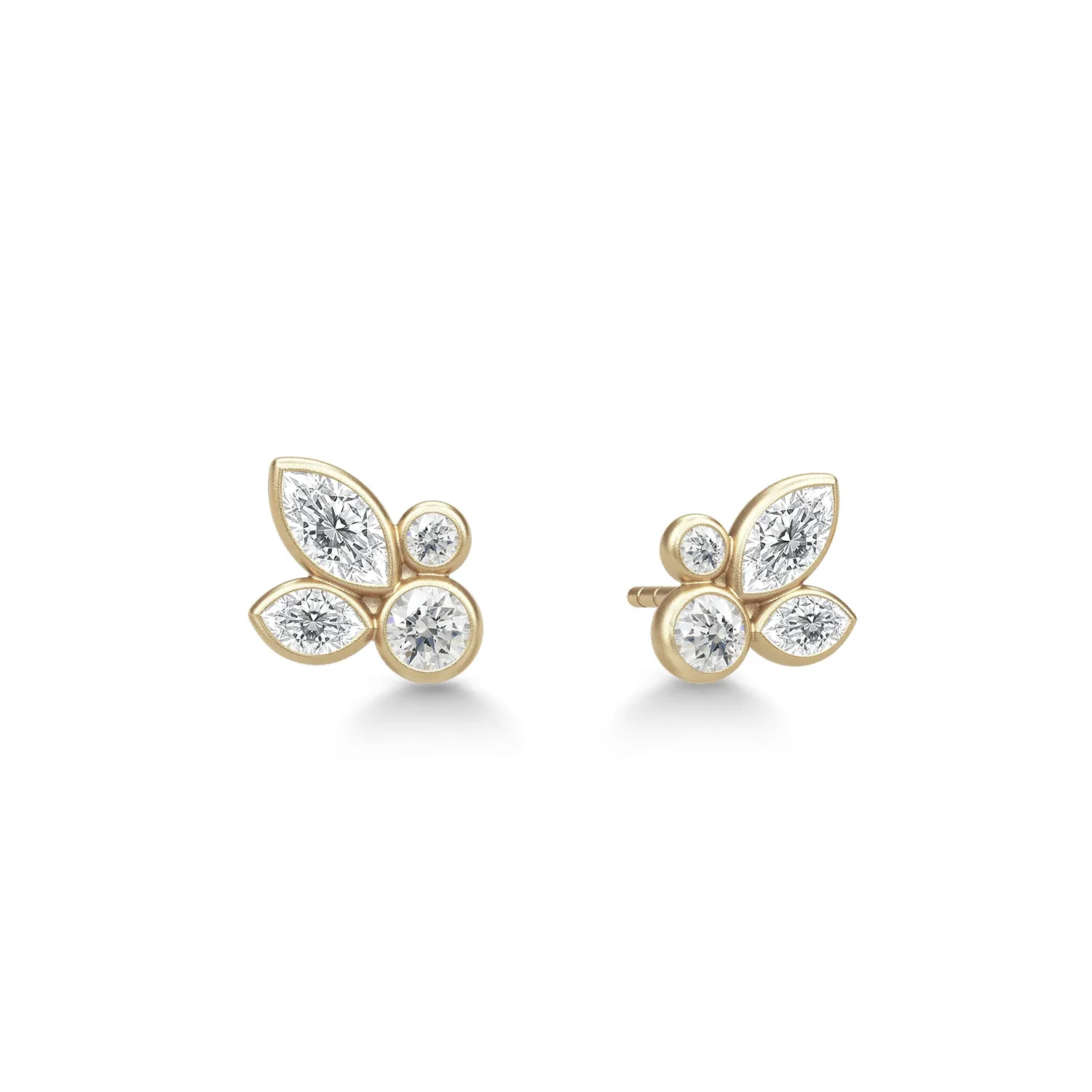 Julie Sandlau Poesy Earstud White Topaz Øreringe 14 kt. Guld YG14-ST370