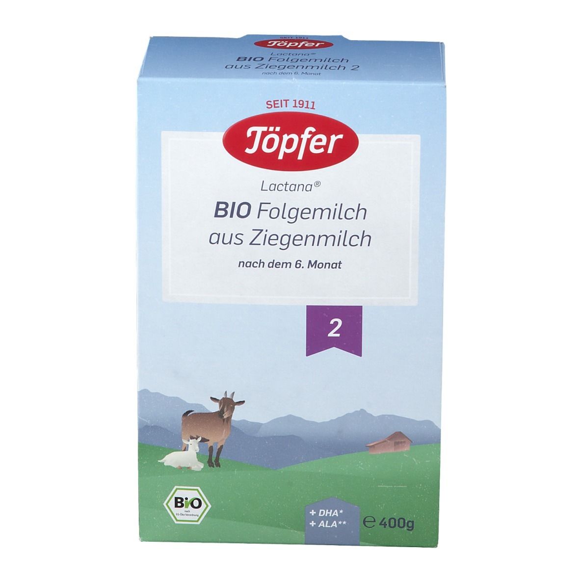 Töpfer Lactana Bio Folgemilch 2 aus Ziegenmilch ab dem 7. Monat