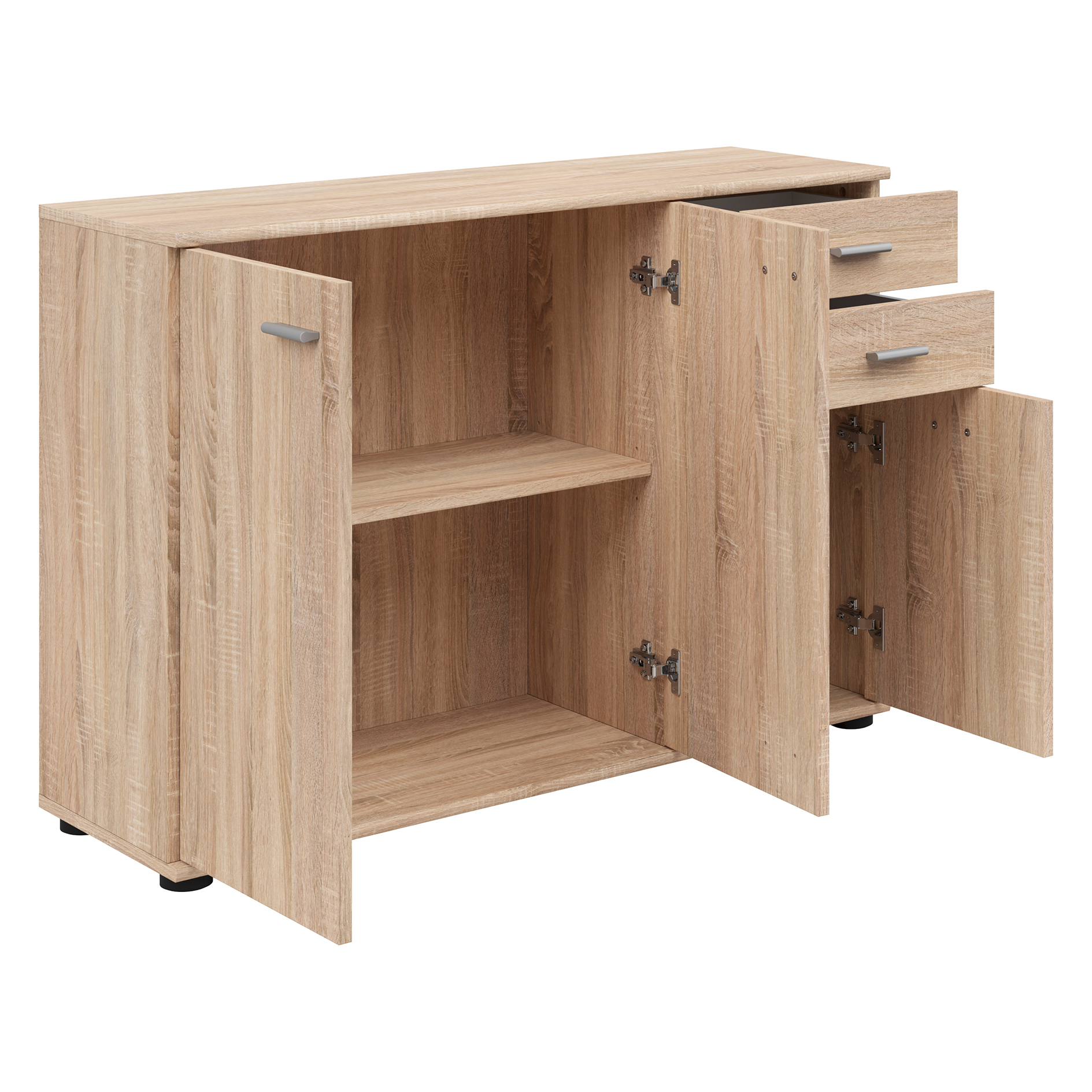 Kommode - Sonoma Eiche - 3 Türen - 106 cm breit