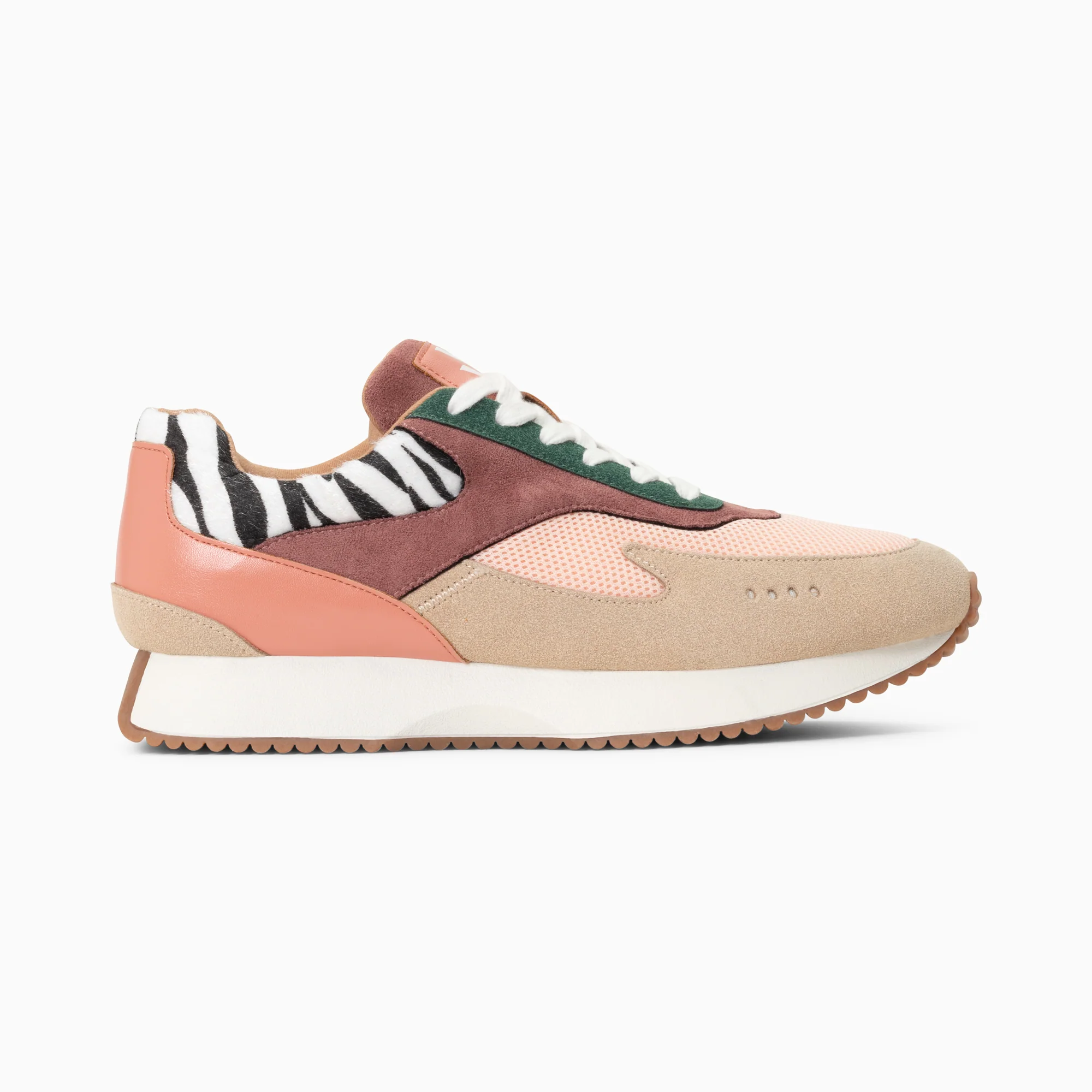 Sneakers-Baskets Anouk rose et beige à semelle running