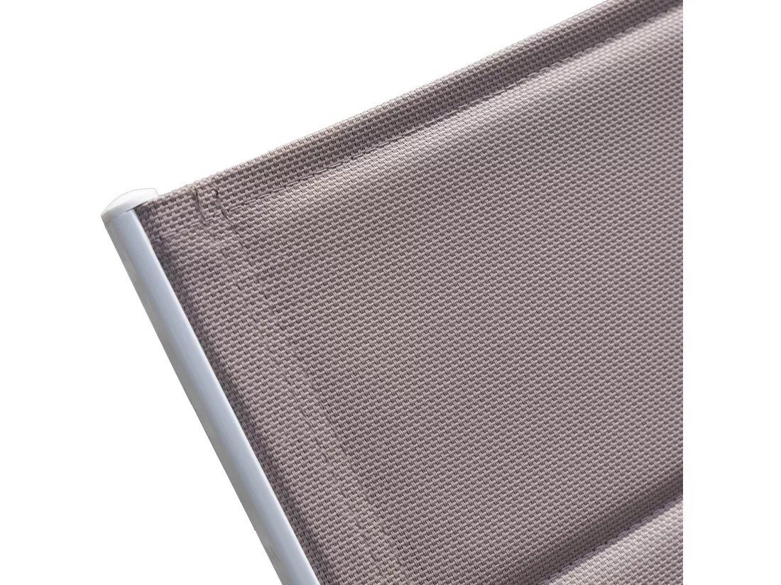Lot de 2 bains de soleil BARBADOS en textilène taupe - aluminium blanc - HAPPY GARDEN
