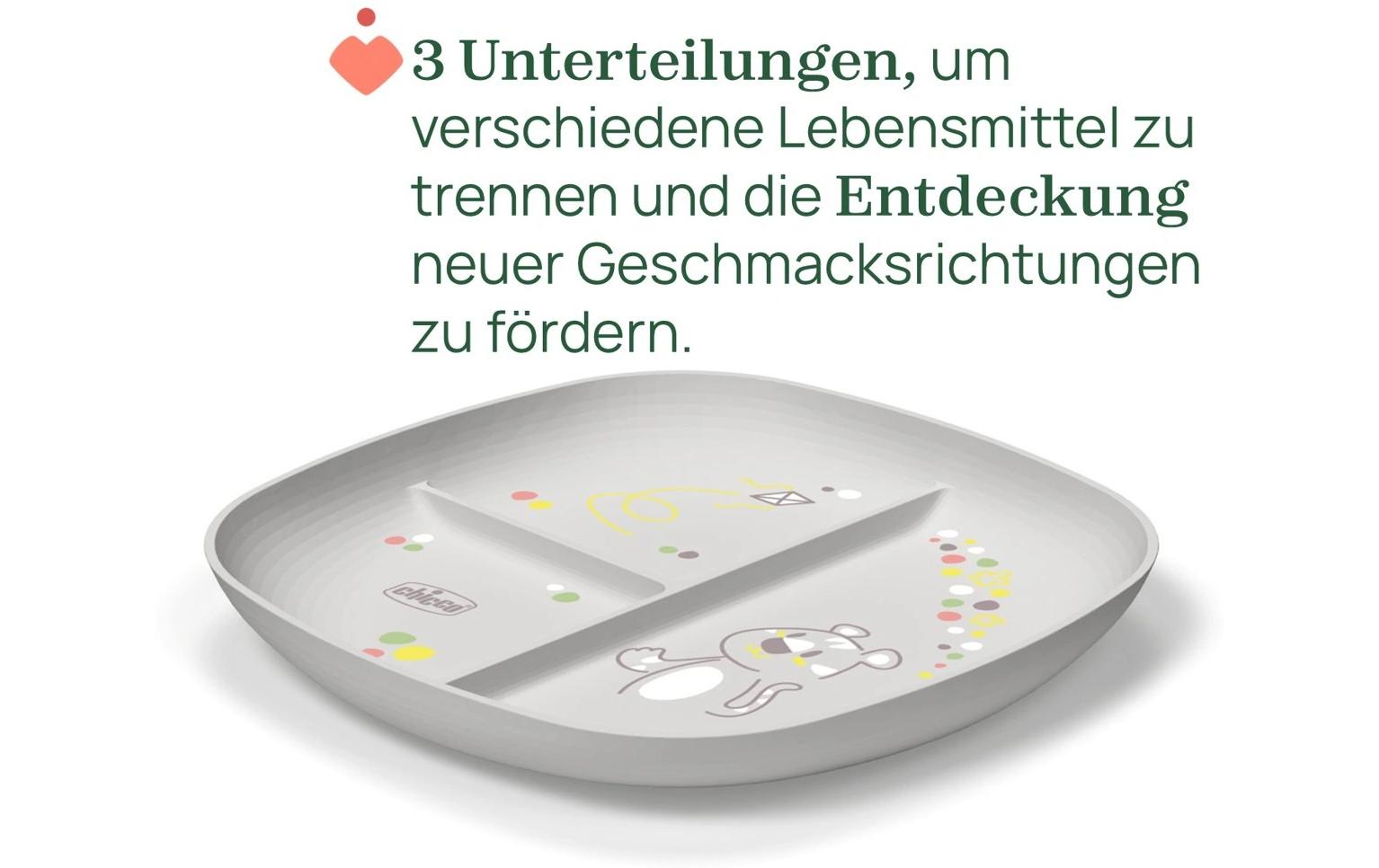 Kinderteller Grau, 18M+Teller mit Unterteilungen