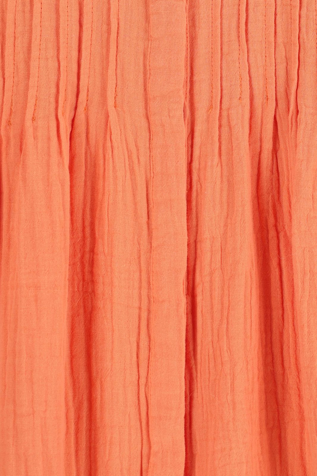 Oranje blouse met pintuck details