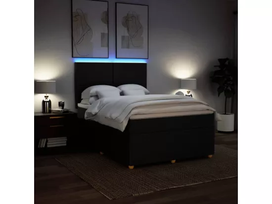 Sommier à lattes de lit avec matelas Noir 140x190 cm Tissu