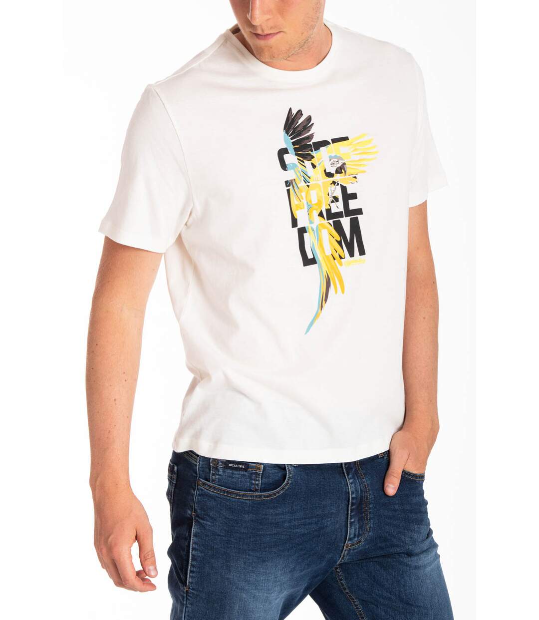 T-shirt imprimé perroquet MAURO BLANC