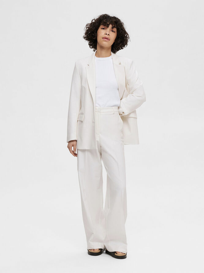 Selected Femme SLFELIANA HW WIDE PANT N NOOS Hvid