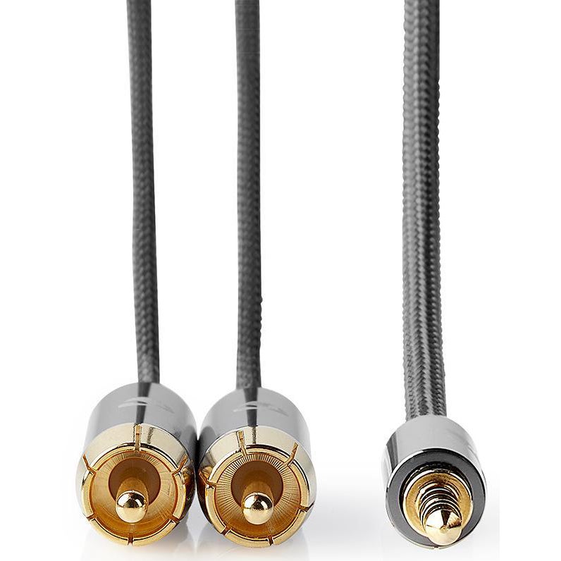 Nedis CATB22200GY50 stereo audiokabel 3.5mm male - 2x RCA male 5 meter
