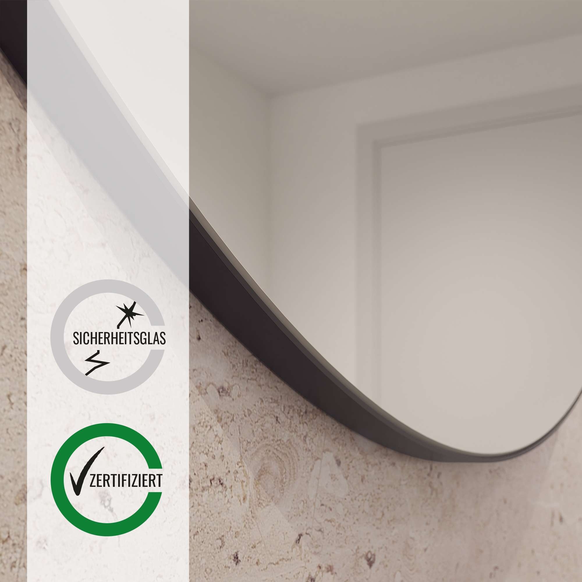 Loevschall Wandspiegel »Refine Wandspiegel rund – stilvoller Designspiegel mit edlem Rahmen,« in mehreren Grössen & Farben für Bad, Schlafzimmer & Flur