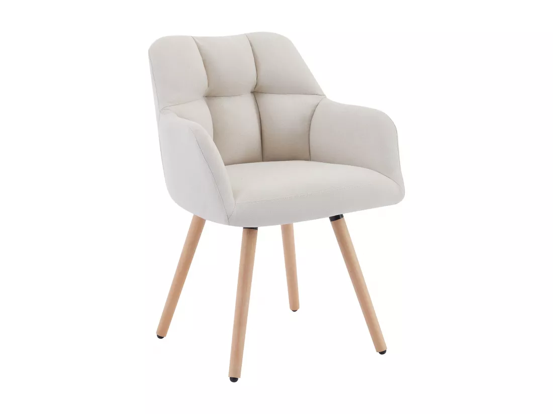 Lot de 6 chaises avec accoudoirs - Tissu et bois de hêtre - Beige - PEGA de Pascal MORABITO