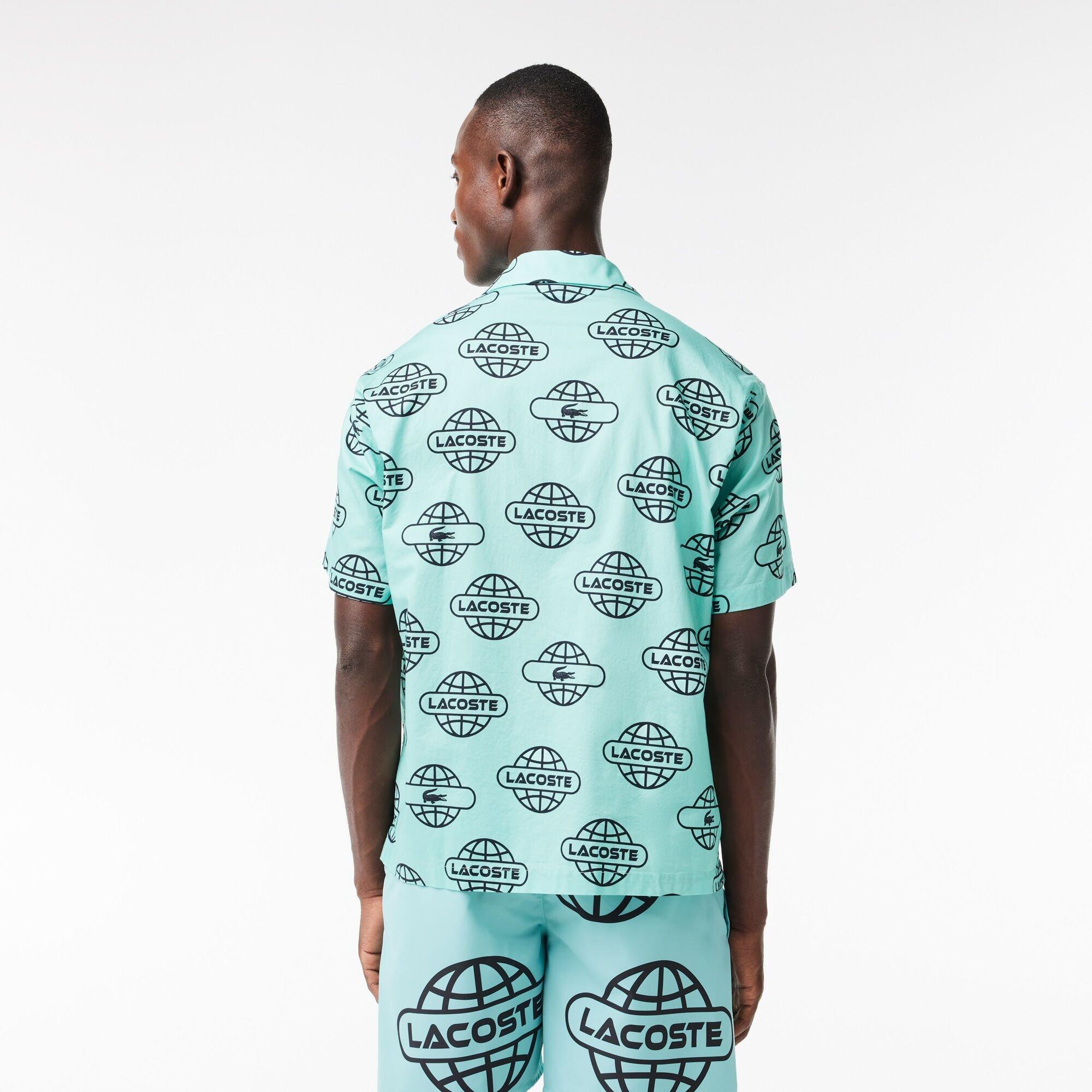 Lacoste Globe Print Cotton Twill Shirt