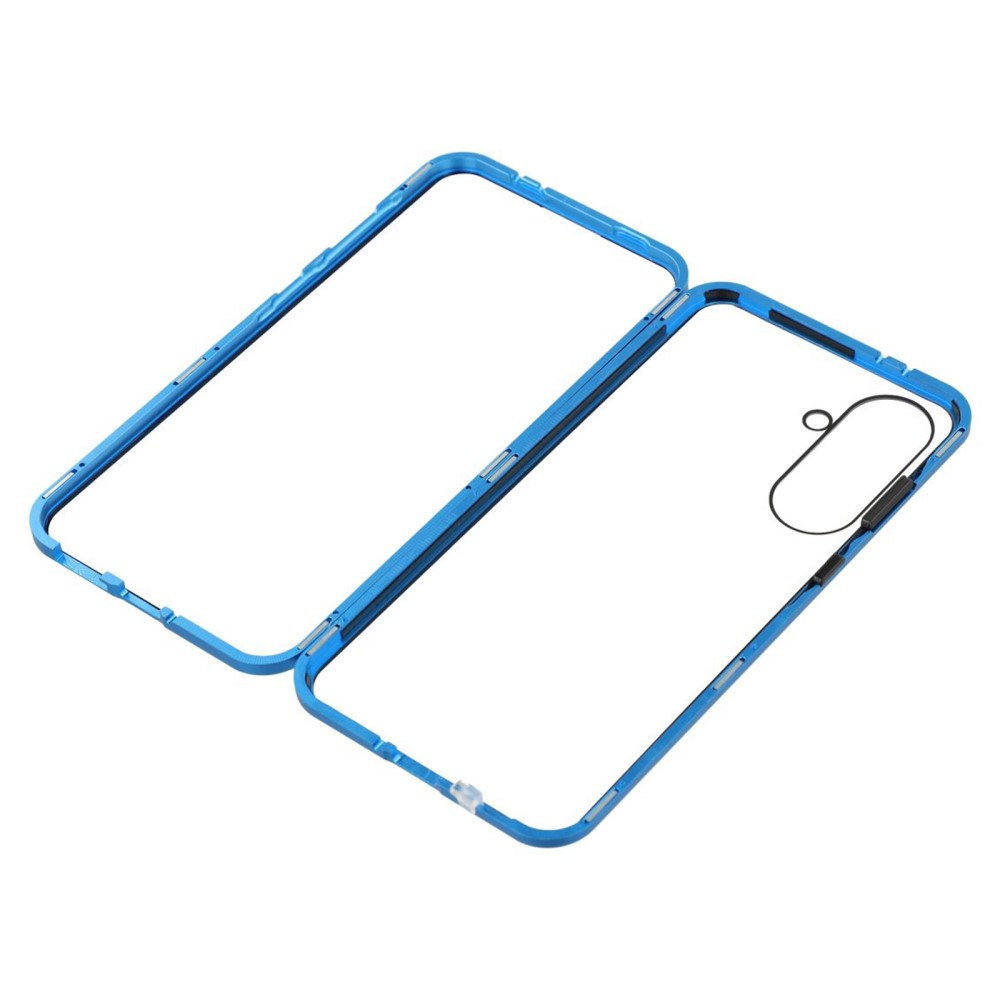 Samsung Galaxy A56 Magnetische Alu Schutzhülle mit Panzer Glas Backcover   Displayschutz (Magnet-Technologie) - Blau