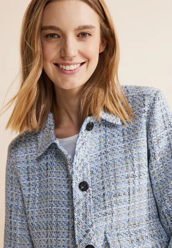 Kurze Bouclé Jacke - warm light blue