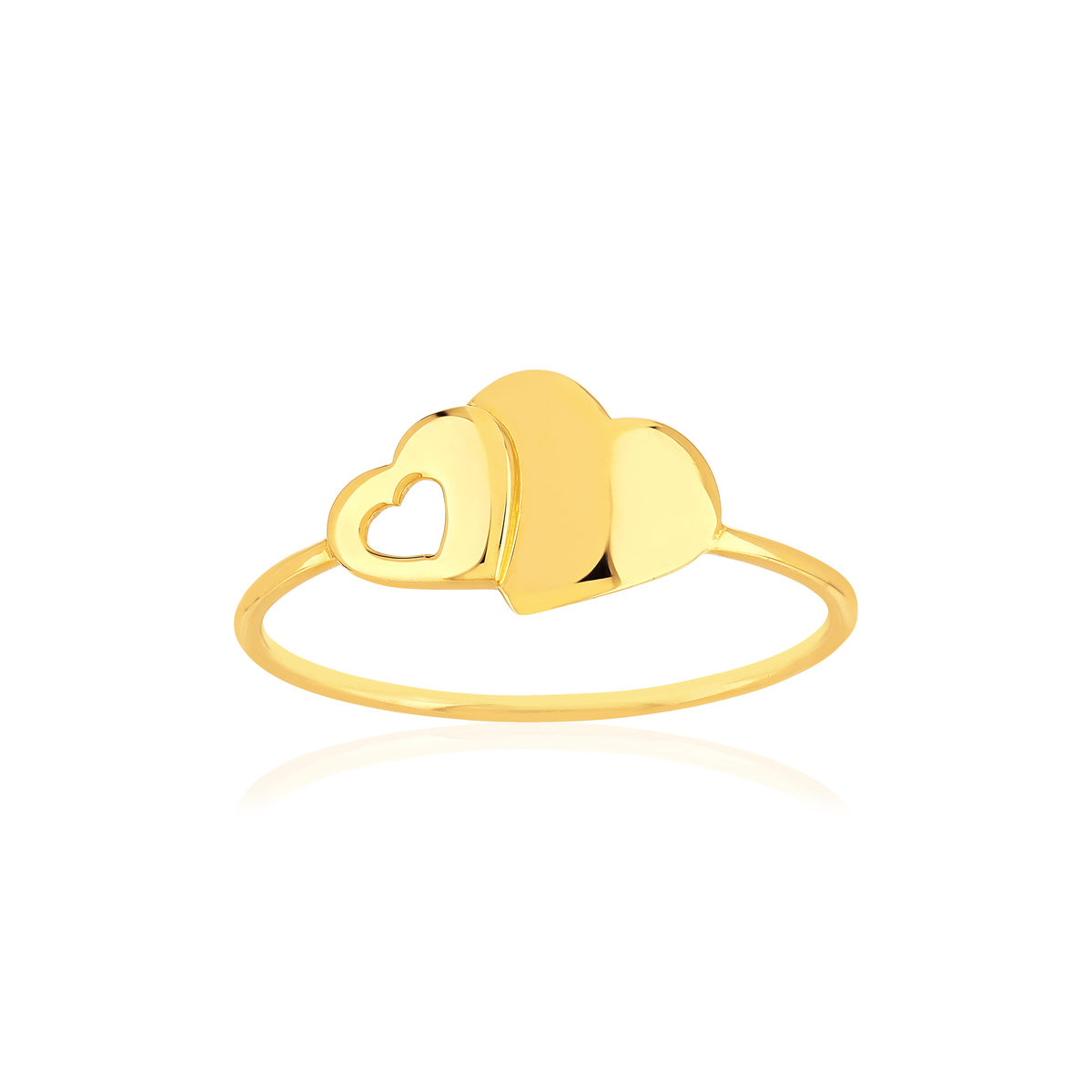 Bague or jaune 750 motif coeurs